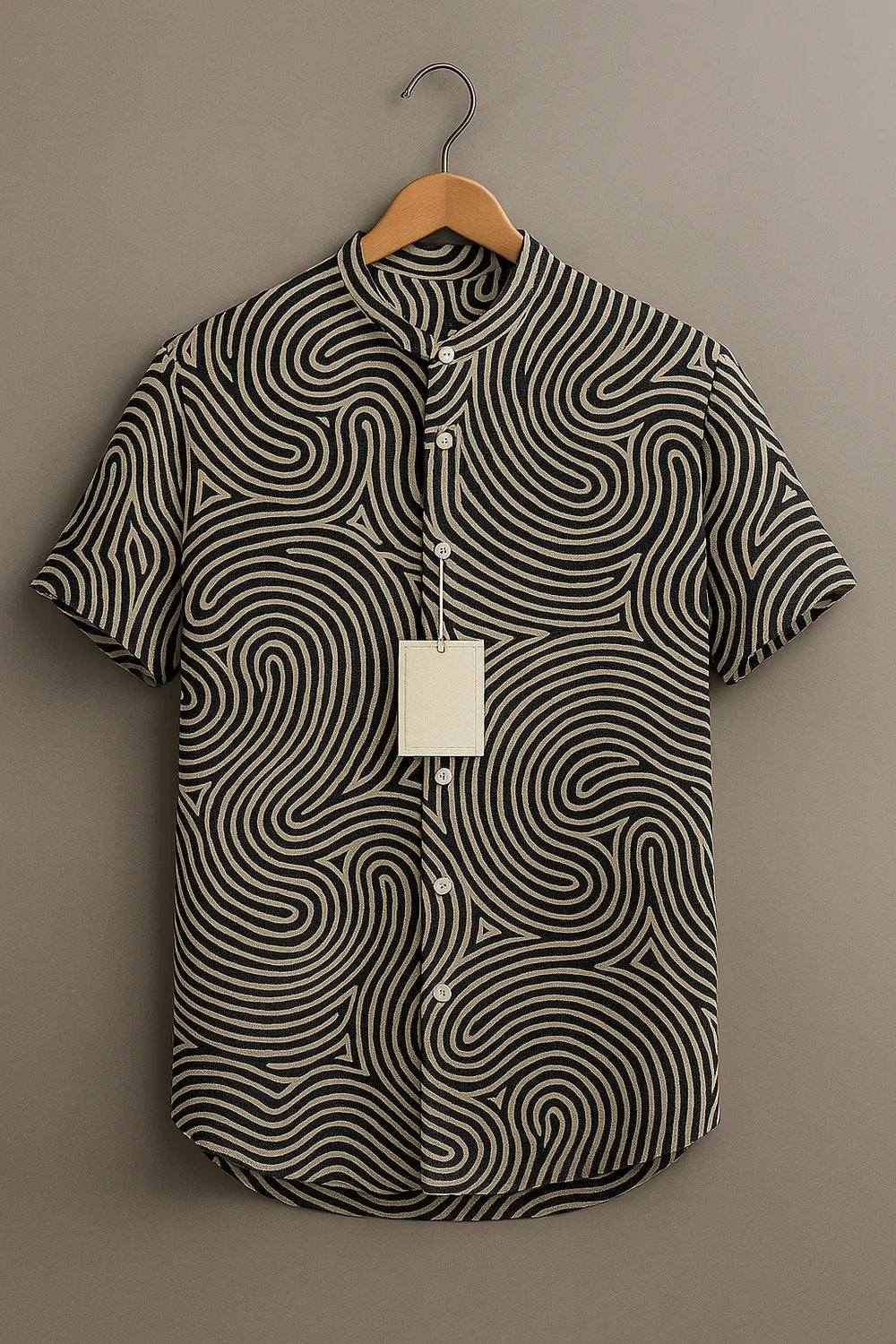 Men's Premium Abstract Print Mandarin Collar Half Sleeve Shirt