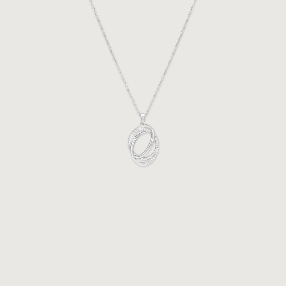 Elegant Double Loop Crystal Pendant Necklace for Women | Premium Silver Finish